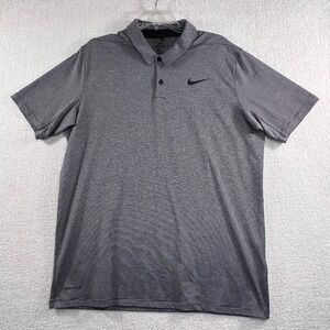 Nike Dri-FIT Men's Polo Shirt Black Gray Micro Stripe Short Sleeve L